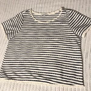 Navy striped waist length top